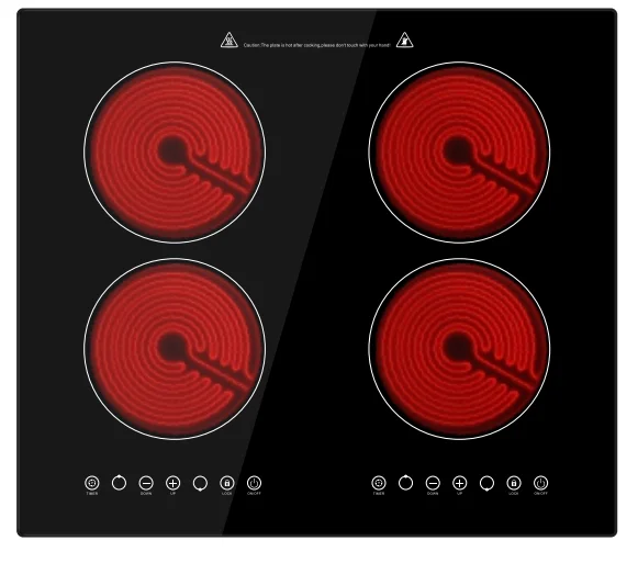 80CM 4 burners 7400W intelligent integrate slider control embed radiant ceramic hob cooker