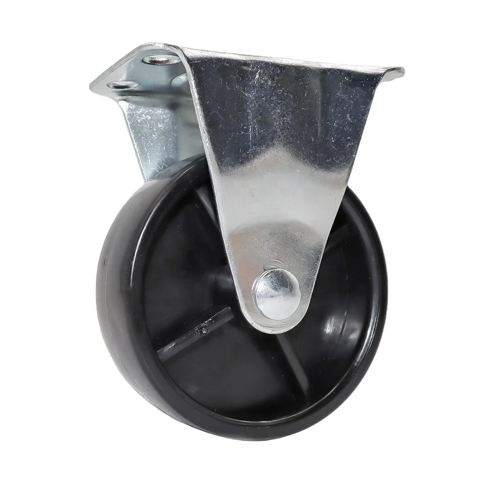 Оптовая продажа, 2,5 дюймов, 65 мм, черный полипропиленовый фиксированный промышленный колесный ролик