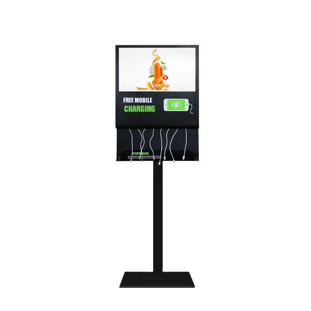 21.5inch LCD advertising screen with mobile phone charging cables remote control android advertising screen