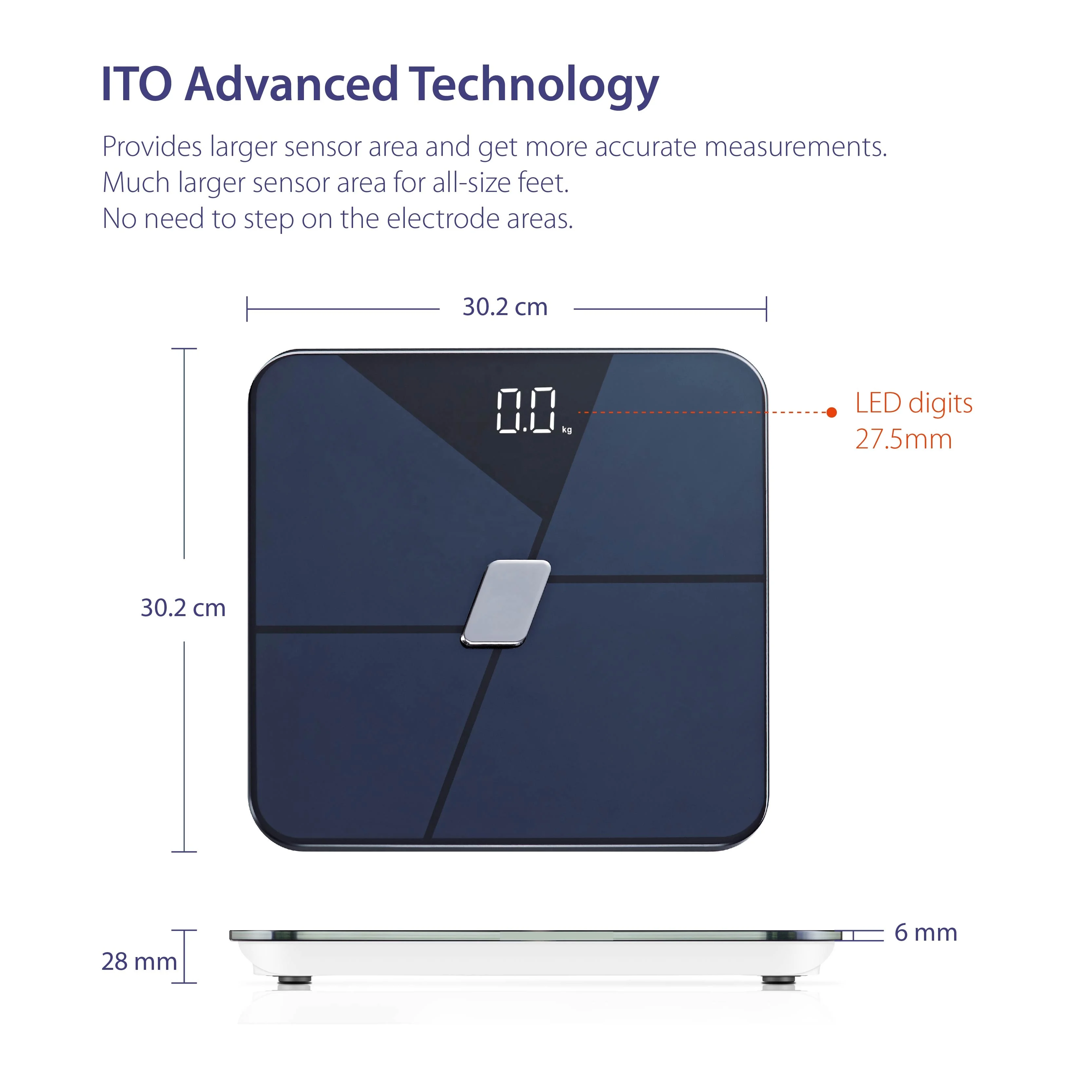 ITO Coating Body Composition Scale With Magic Night Visible LED Reading Digital Bathroom Scale for Human Body Health Monitor