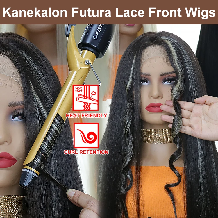 Julianna Hair Smooth Tangle Free Cheap Kanekalon Futura Fiber Wholesale Heat Resistant Premium Blonde Lace Front Synthetic Wigs