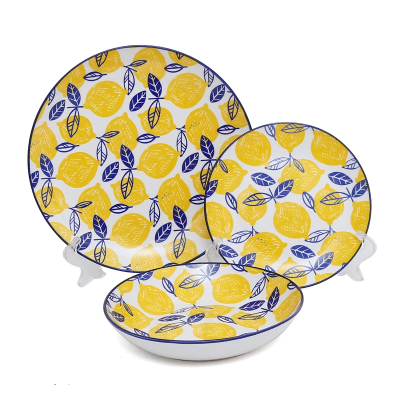 European Style Modern 18-PCS Porcelain Dinnerware Set Ceramic Tableware Dishes and Bowls for Food Use Free Sample for Home Use