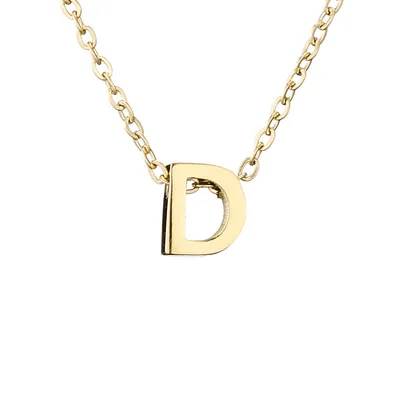 Factory Price Real Gold Plated Stainless Steel 26 Letters Pendant Necklace Link Chain Titanium Steel Alphabet Necklace