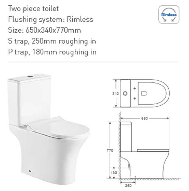 Cheap High quality smooth surface wc bathroom floor mounted white gravity flushing two piece rimless ceramic toilet