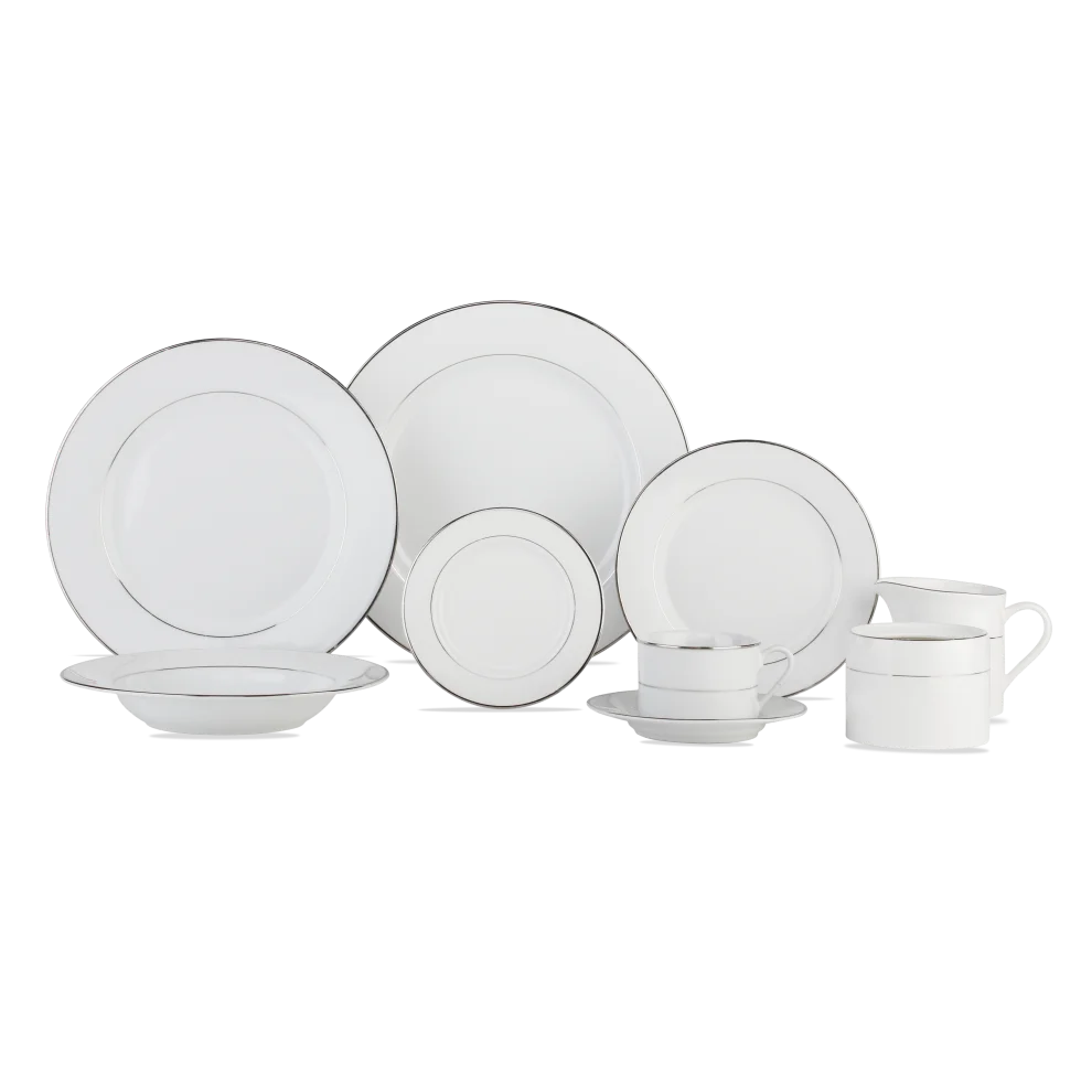 Jade white high end restaurant use durable fine royal Emperor gold rim luxury porcelain dinner set