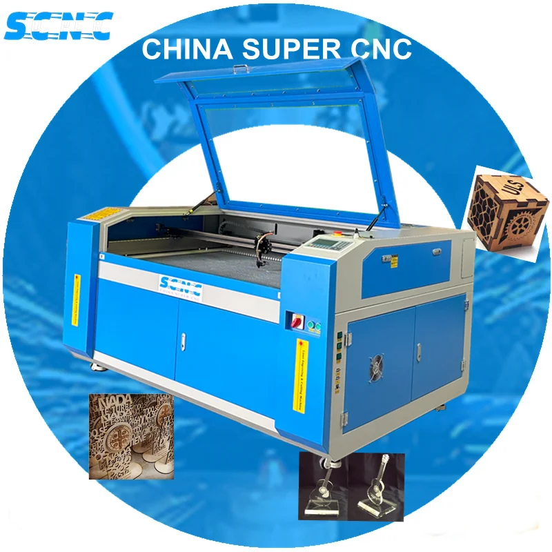 Supercnc 100w 130w wood acrylic plastic PVC foam leather 1390 laser cutter machine co2