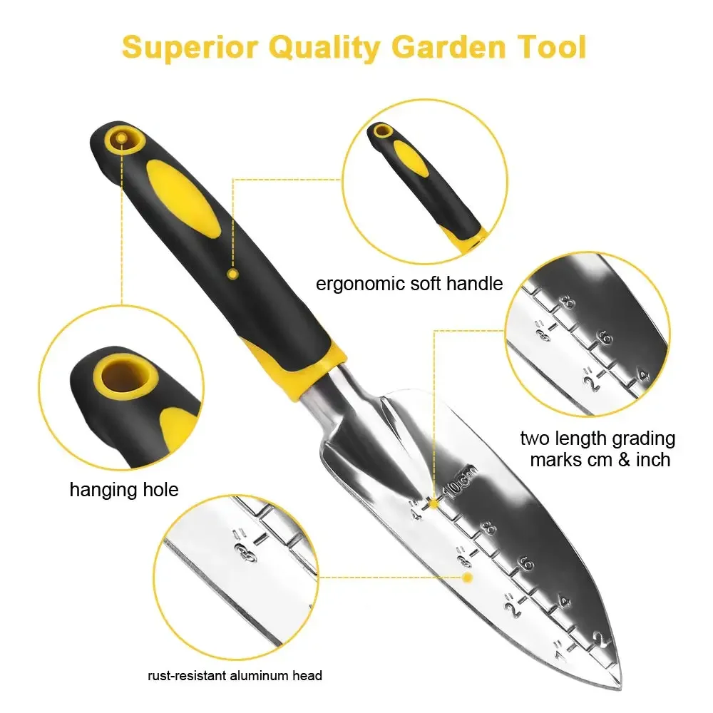 Home Garden Tools Aluminum Gardening Kit Trowel,Rake,Cultivator,Weeder With Soft Rubber Non-Slip Grip Transplant Bonsai Tool