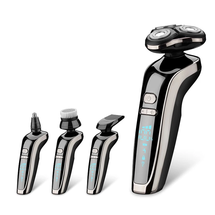 Electric Shavers for Men 4 in 1 Dry Wet Waterproof Face Rotary Electric Razor USB Cordless Nose Trimmer Facial Cleaning Brush