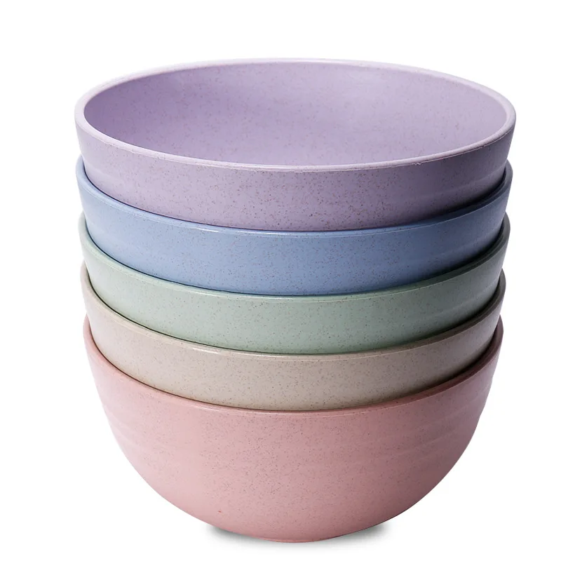 Eco-Friendly Wheat Straw Colorful Bowls  BPA free microwavable safe with anti-heat bottom