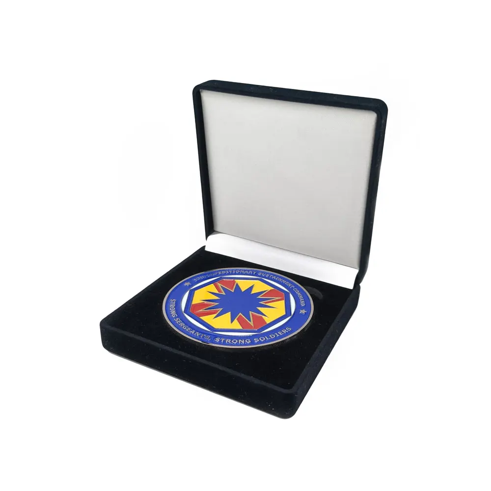 Free design challenge coins manufacture custom metal green challenge coin display boxes