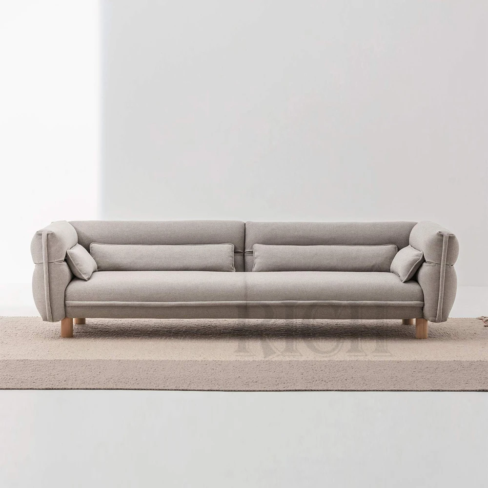 living room furniture leisure sofa with wood leg 3 seater settee upholstered Nordic sofa fabric grey settee sofa