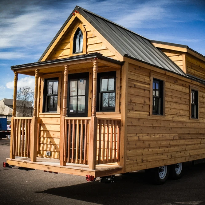 
China made American mobile wooden tiny house travel trailer home 