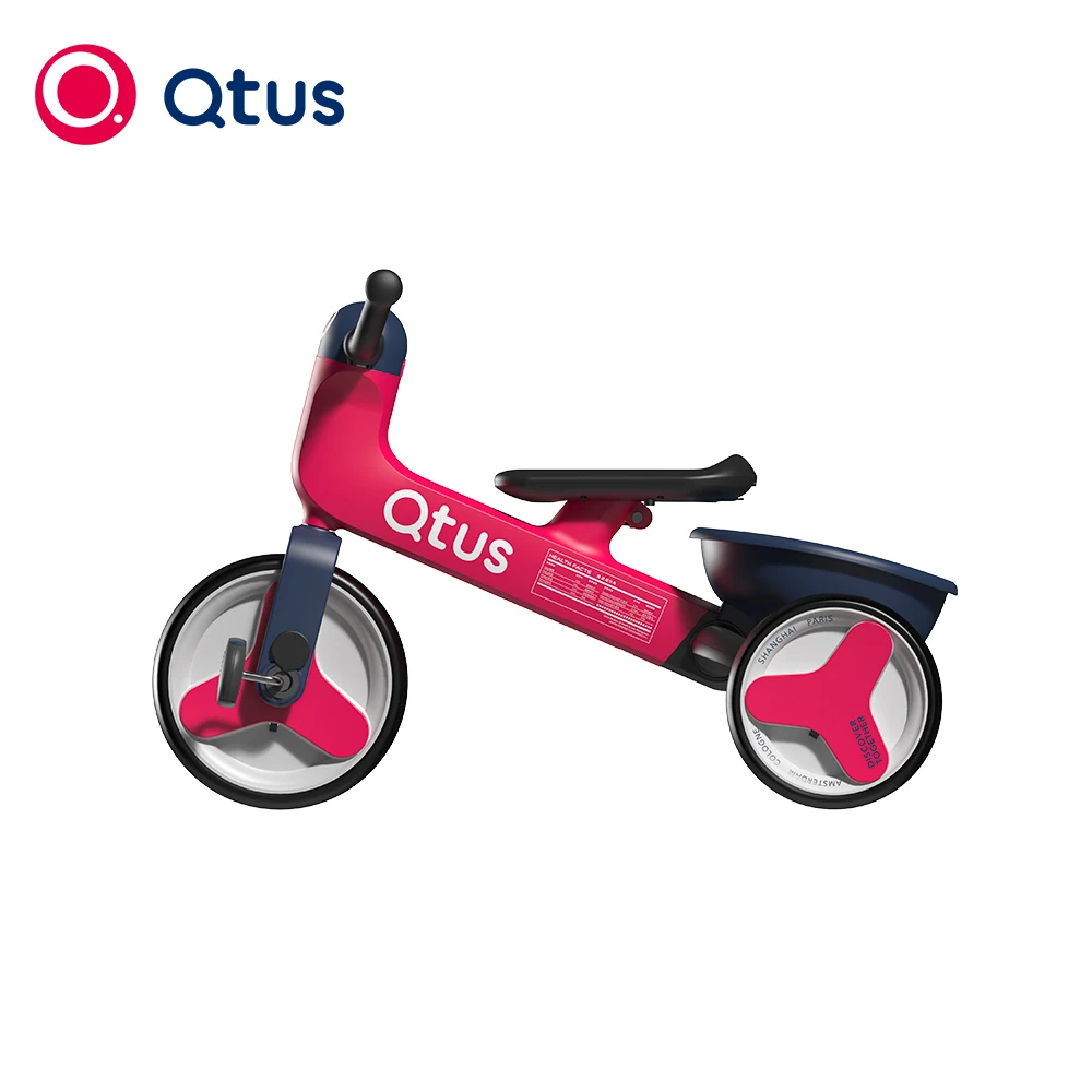 Qtus QR3 4-In-1 Balance Bike - Transform Tricycle - Premium EVA Wheels - HEPE/PP/Aluminium Alloy Frame - From 2 to 5 years - Red