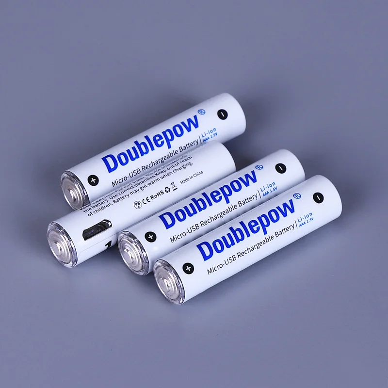 Doublepow USB-C 1000mWh Rechargeable Li-Ion 1.5V AAA Lithium Battery for Consumer Electronics Power Tools Electric Vehicles