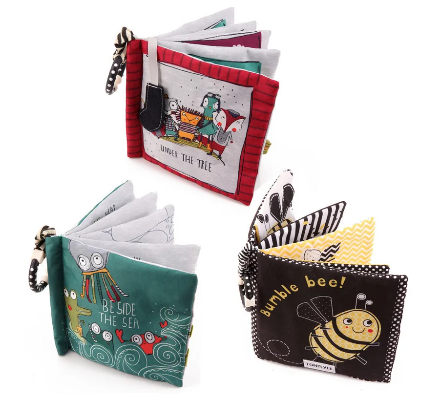 Bee Animal Ocean Educational Books Fabric Embroidered Story Baby Toys Cloth Book