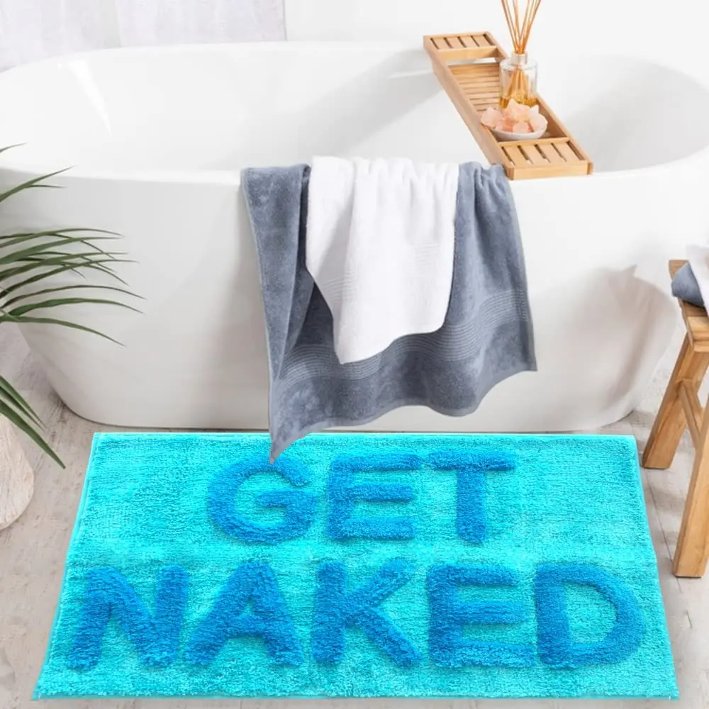 FMT Machine washable soft non slip shaggy rug microfiber get naked shower bath mat for baby