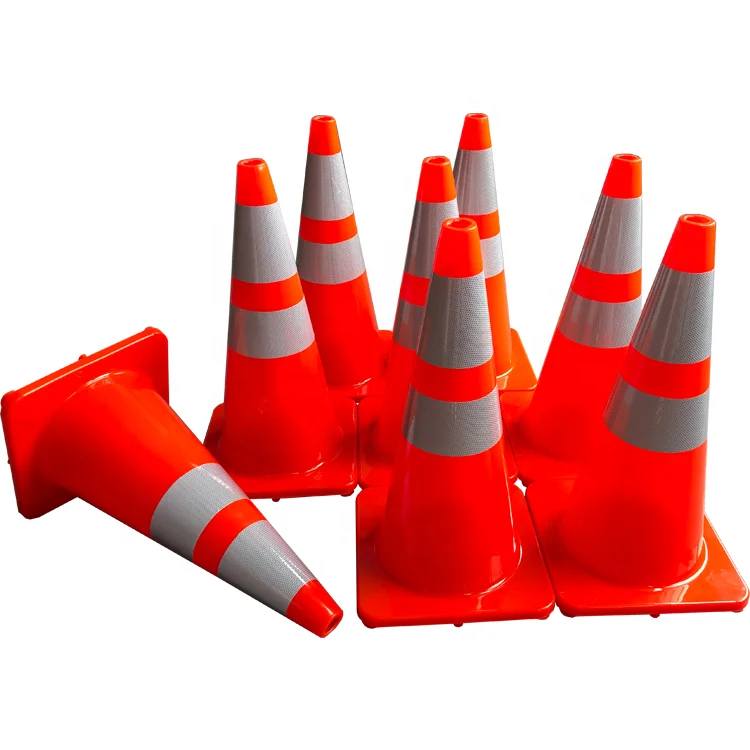 26 Years Manufacturer 30/45/70/90cm One Piece Flexible Orange Road Safety PVC Traffic Reflective Road Safety Cone