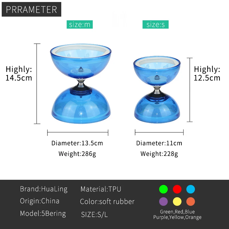 Original Factory Juggling Club Bearing Transparent crystal Color Diabolo chinese yoyo