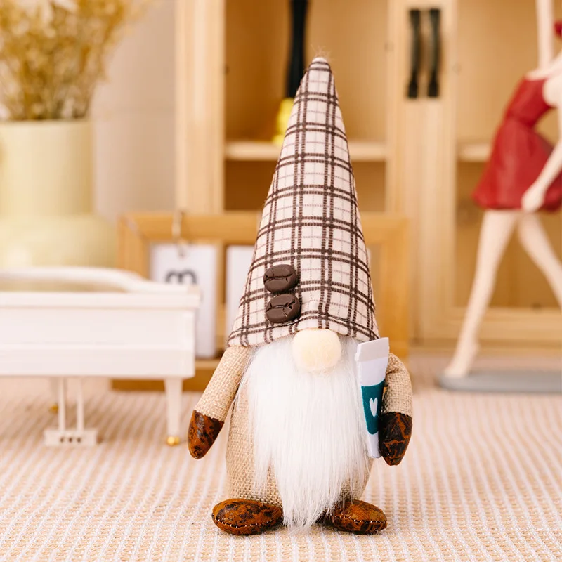 Best Selling Handmade Christmas Faceless Decoration Coffee Toys Plush Gnomes Doll Home Decorations