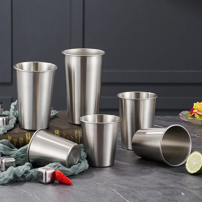 OEM 304 Stainless Steel Coffee Beer Mug Wine Tumbler Cups Wholesale Korean Single Layer Cold Beverage Beer Cups
