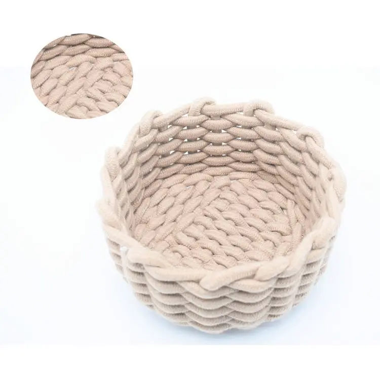 Manufacturer Baby Clothes Organizer Woven Storage Basket Hand Weaving Light Brown Cotton Rope Storage Basket baskets for storage