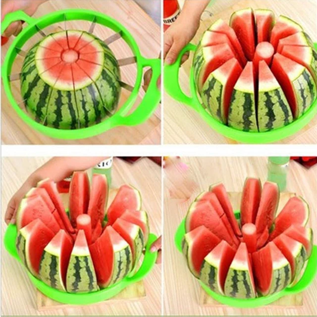 Wholesale manual stainless steel watermelon slicer cutter with double plastic handle