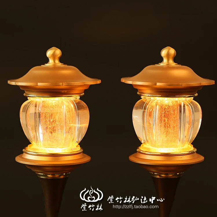 Crystal lamp for Buddha, butter  long light, LED pure copper Buddha electronic candle, lotus