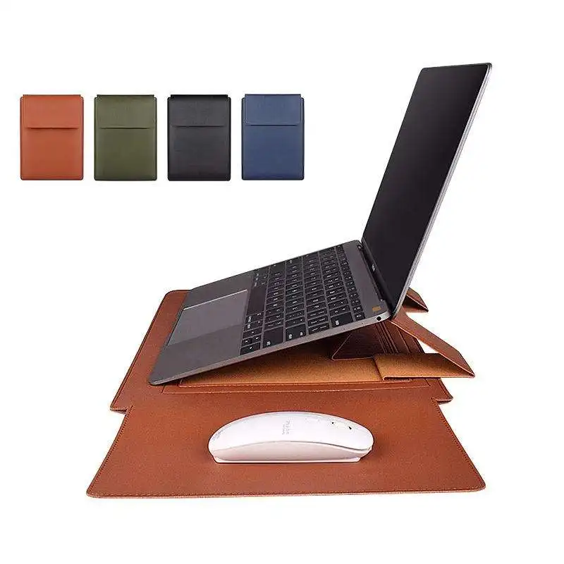 MU Laptop Bag Fashion Laptop Briefcase Pu Leather Shockproof Waterproof Laptop Sleeve Case Bag With Stand for MacBook Air