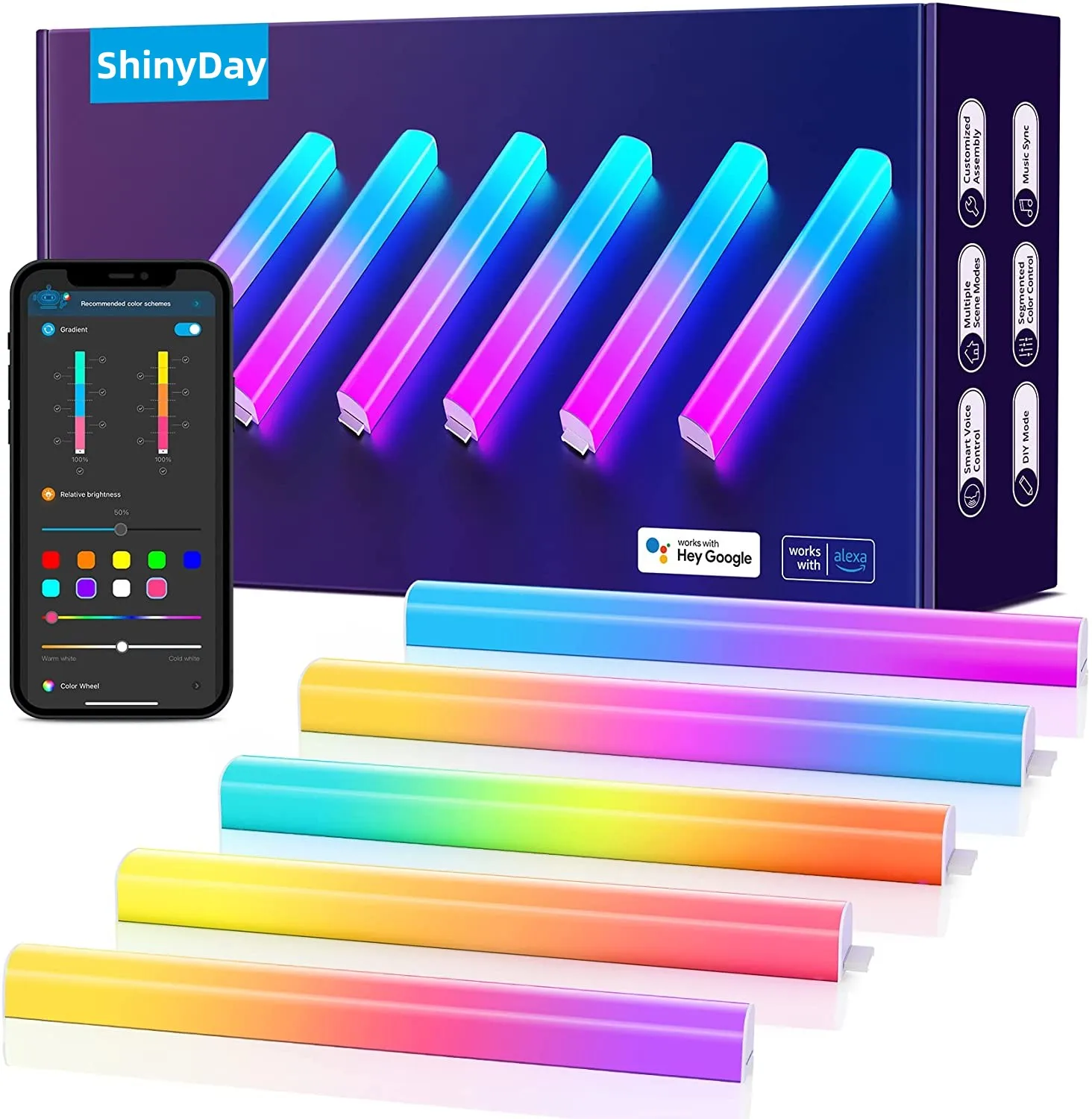 Умный светильник Alexa Google Rgb разноцветный сегментный с управлением музыкой и синхронизацией домашний декор светодиодные полосы Динамический