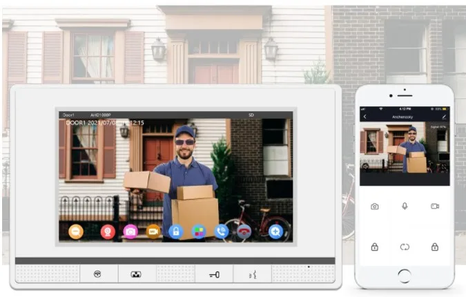 Dual Connection Method 4 Wire 2 Family AHD 1080P Smart Video Intercom WiFi Touch Screen Indoor Monitors for Two Apartments