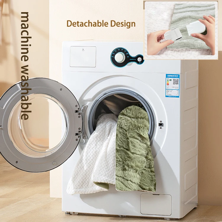 Army Green Reversible Flannel Heated Throw Electric Blanket Machine Washable Heated Blanket