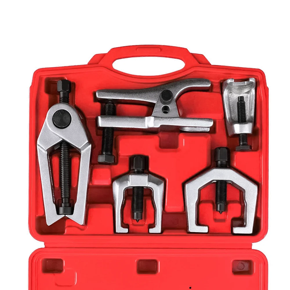 5pc Ball Joint Separator, Pitman Arm Puller, Tie Rod End Tool Set for Front End Service, Splitter Removal Kit