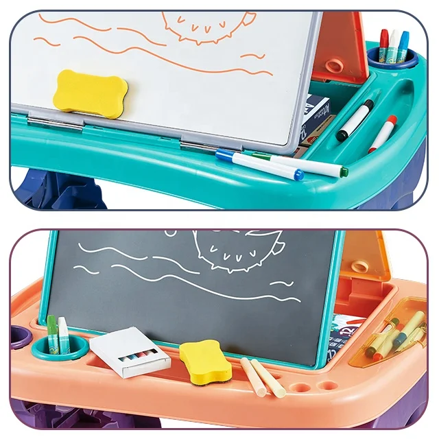 
Multifunction Art Painting Baby 2 In 1 Writing Drawing Black Board Learning Table For Kids 