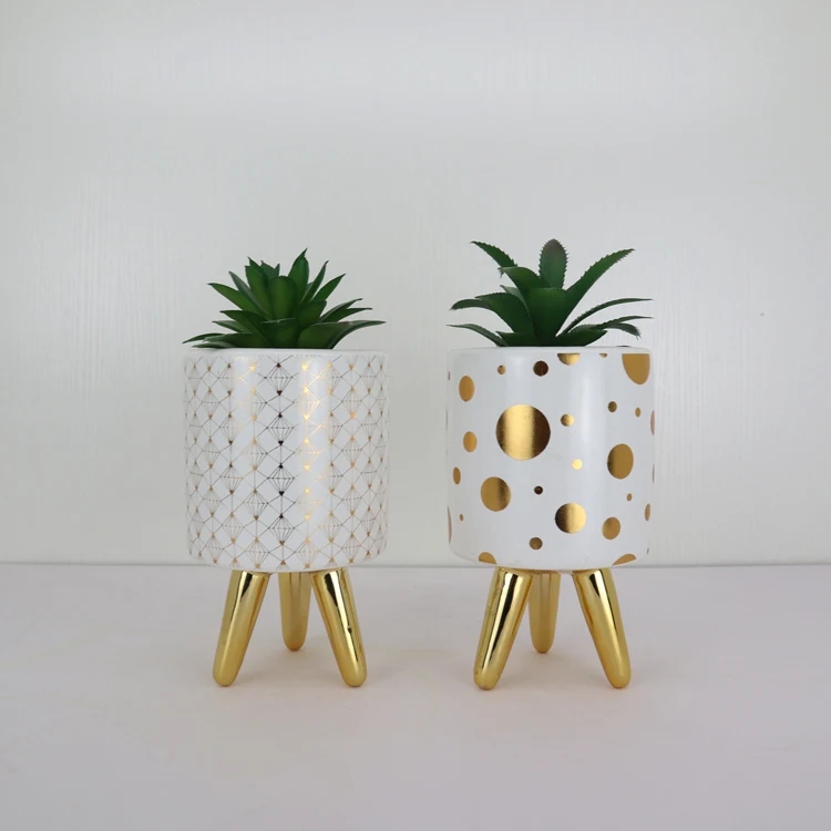 wholesale modern ceramic artificial flower pot set for home decor