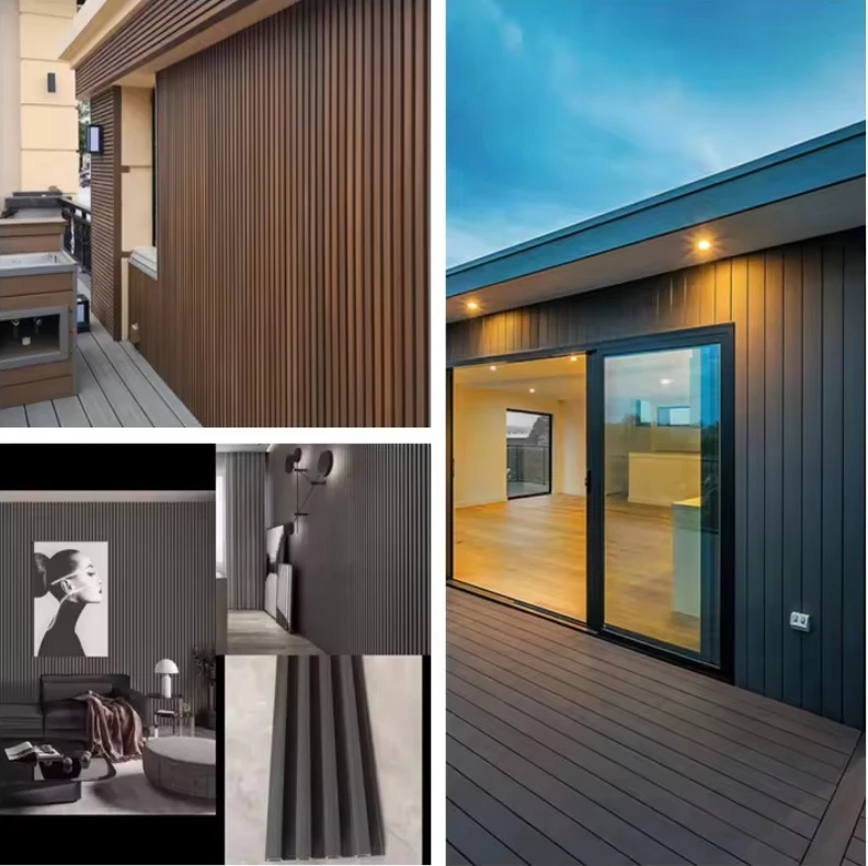 Waterproof Co-extrusion Capped Fiber External Exterior Fluted Slat Wall WPC Cladding Composite interior Wall Panel decoration