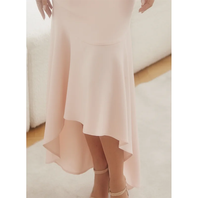 Dear-Lover Private Label Ladies Crossed Straps Open Back Ruffle Trim Women Party Dress