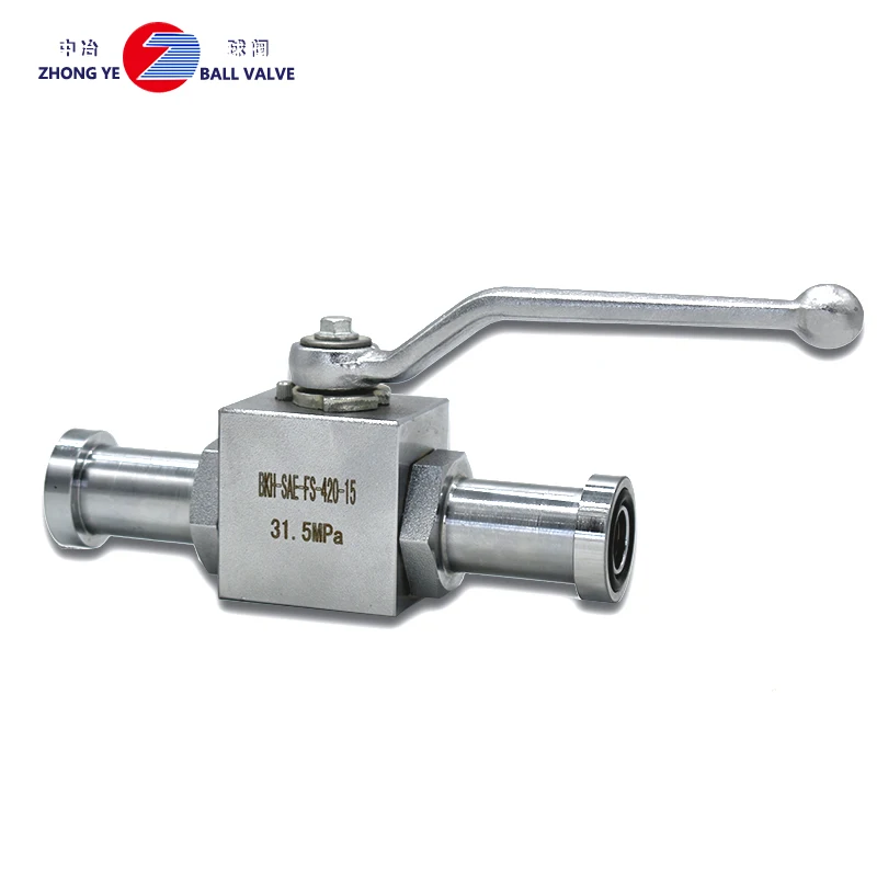 Chinese factory BKH-SAE-420-15  Hydraulic High Pressure Ball Valve  with spiral flange  for hydraulic system