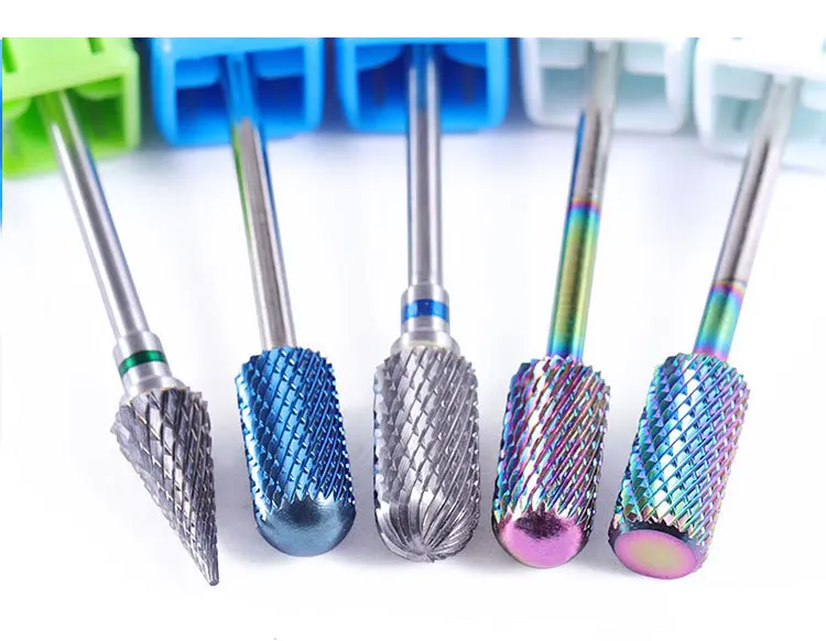 Safety Electric Manicure Cone Milling Fine C 5 In 1 Bit Set 3Xc 4Xc 5Xc Rainbow Cuticle Burr Tungsten Carbide Nail Drill Bits