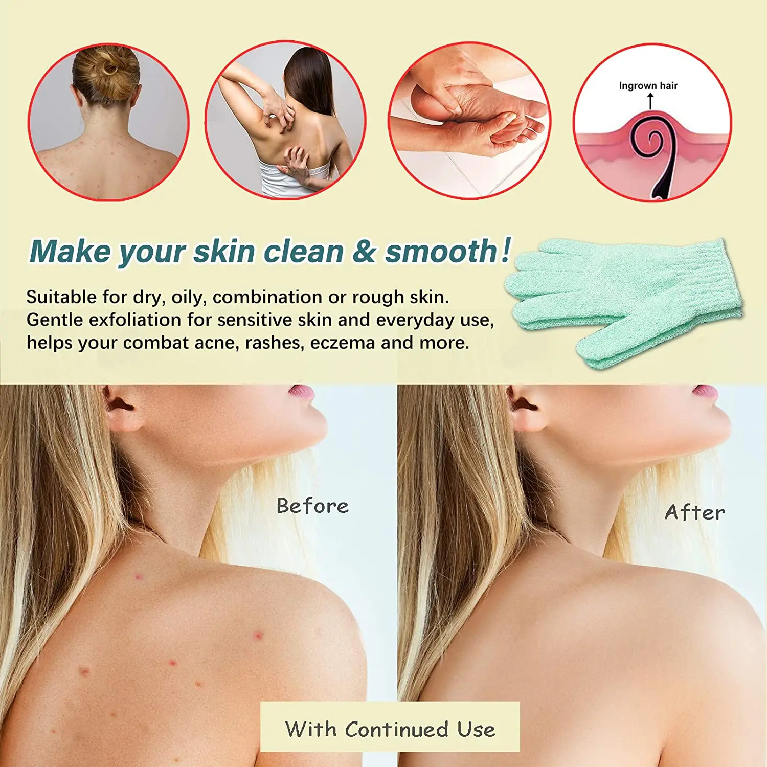 Custom Five Fingers Mitt Massage Dead Skin Remover Body Exfoliator Gloves Body Scrubber Shower Exfoliating Bath Gloves