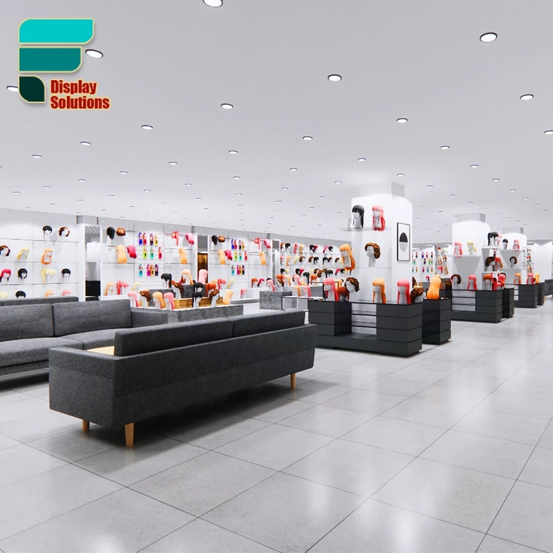 Customizable Wig Store Interior Decoration Display Shelf Shop Wigs Wall Display Showcase Display For Wigs