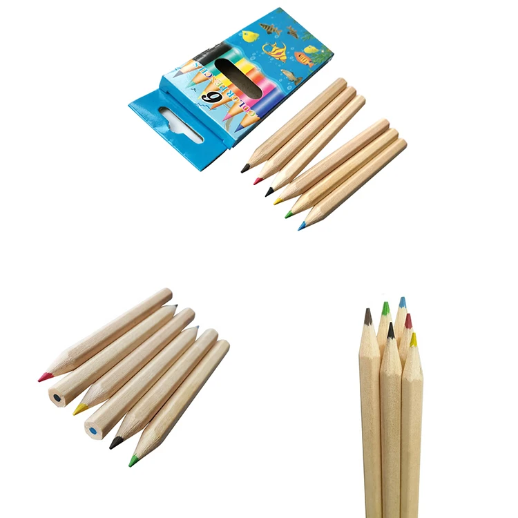 Stationery Mini Kids Wooden Color Pencils with logo