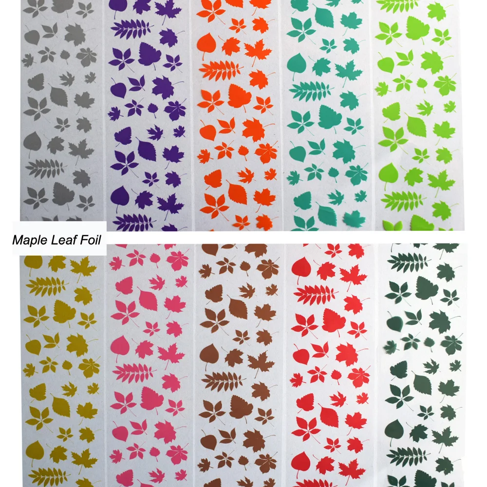 
10 Rolls Neon Stars Mapleaf Nail Foil Gel Stickers Decals 50m*4cm Transparent Base Adhesive Colorful Nails Art Decor Wraps Foils 