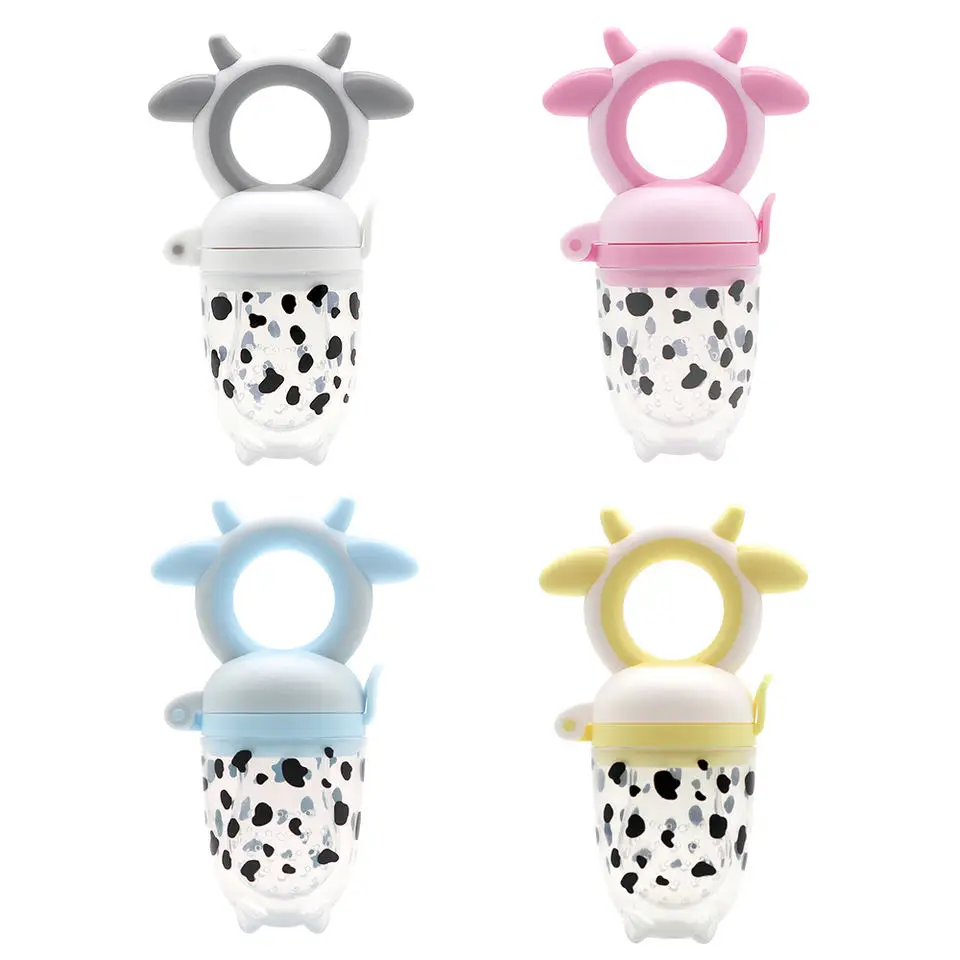 Lovely Milk Cow Shape Fruit Vegetable Baby Food Feeder Silicone Baby Pacifier