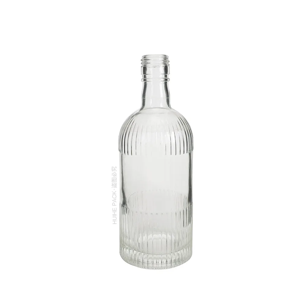 Free Sample Thick Base Carnette Cork Finish Carved Stripes 50cl 70cl 75cl High Flint Liquor Glass Bottle