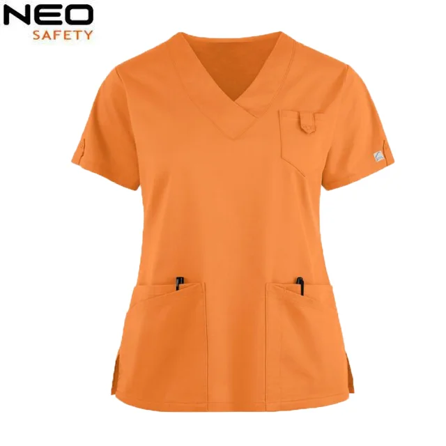 Nursing Scrubs Tops Uniforms Printed Medical Scrub Top with Pockets Nurse Scrub Shirts for Unisex Adults Women Men Healthcare