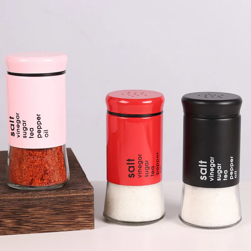 Empty round black colors 5oz 150ml flavoring salt pepper powder BBQ seasoning glass bottle set with screw lid for cooking