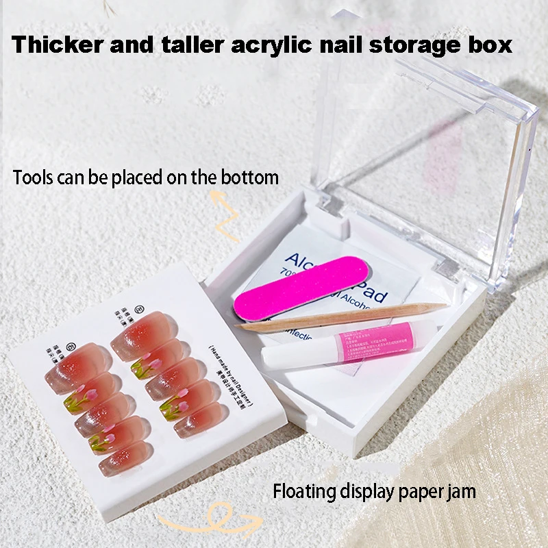 Spot suppliers direct sales high-end thickened hand-made acrylic double-layer display nail press on box packaging