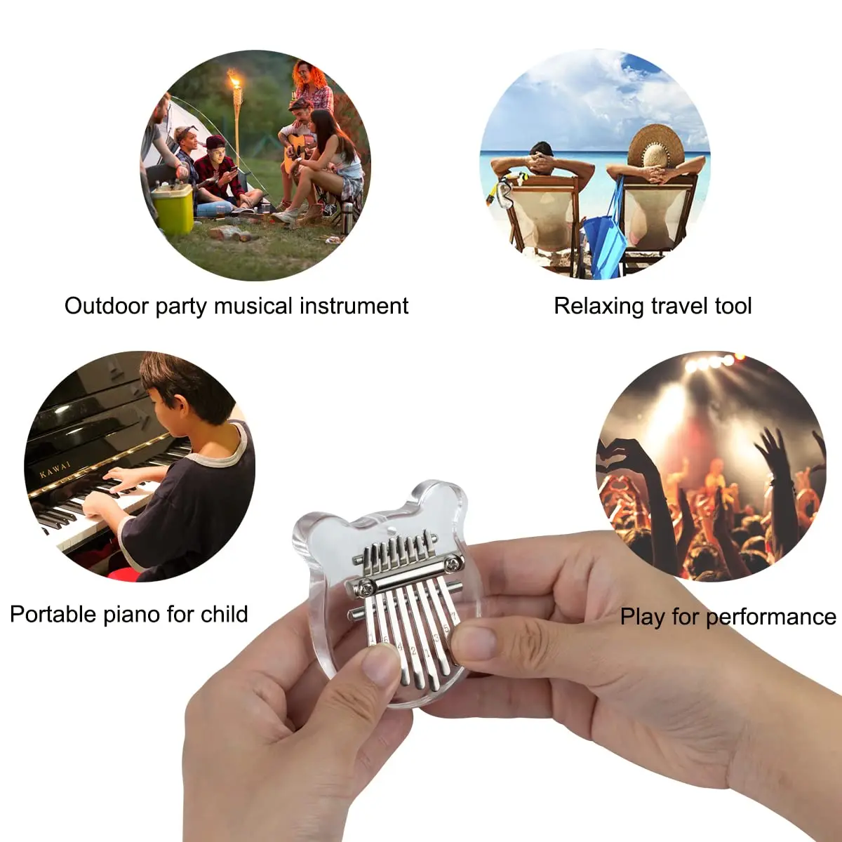 Wholesale Kalimba 8 Key Finger Piano Marimba with Pendant Gift for Christmas/Xmas/Thanksgiving