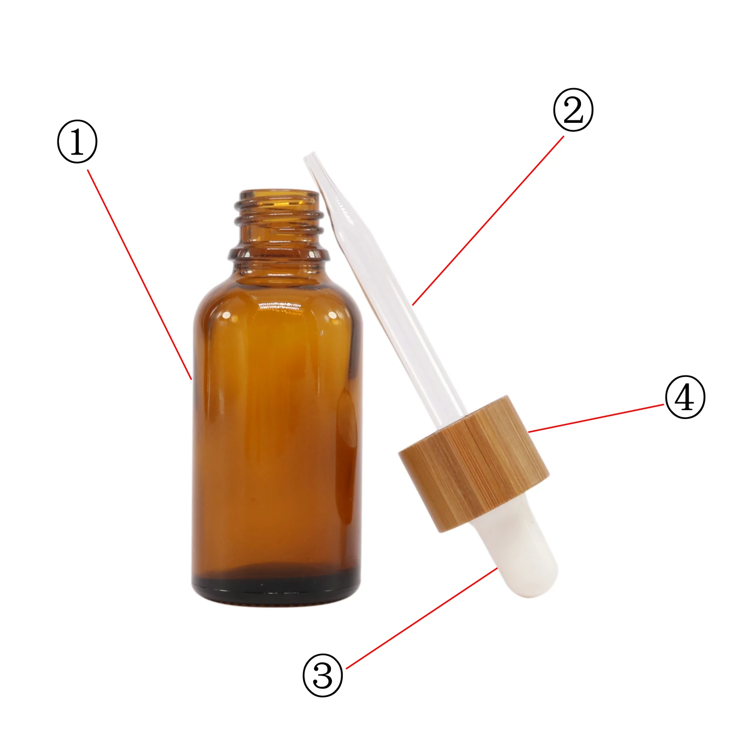 10 ml 15ml 30 ml amber blue glass essential oil bottle with bamboo dropper cap