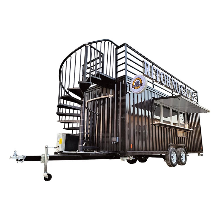 Cafe Bar Design Mobile Two Story Concession Trailer with Kitchen Equipment Street Business Container Bar